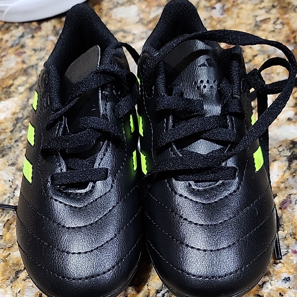 Adidas Kids Black Soccer with Bright Green Accents